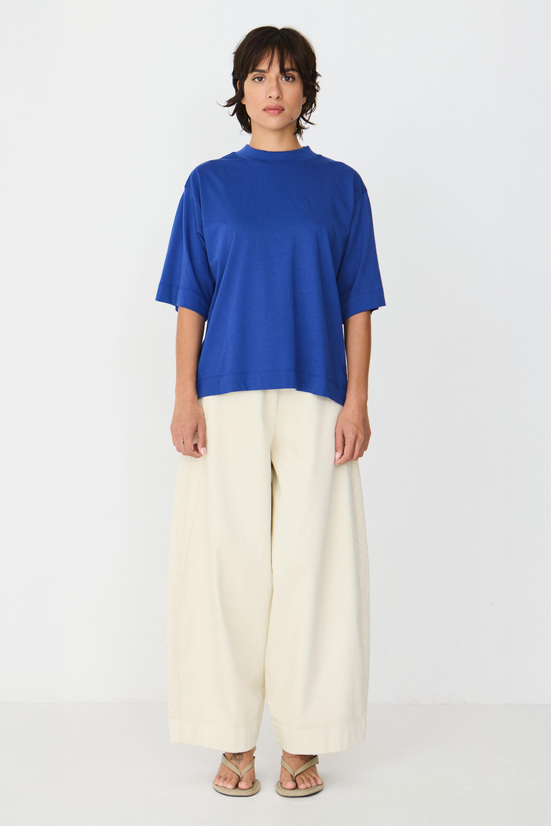 SKFK Zuntz-11-GOTs Shirt Blue Damen Loose Fit T-Shirt blau